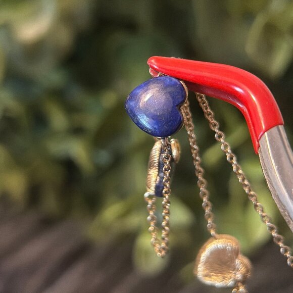 NWT Coach Resin Heart Bag Charm Keychain Brass/Blue Multi | eBay Coach Blue Station Heart Necklace